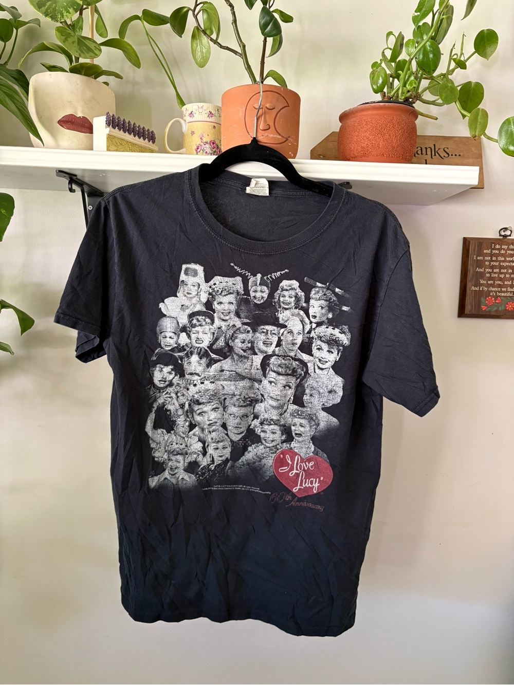 I Love Lucy Black Graphic Tee - Retro Cast Collage